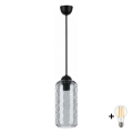BRILAGI - LED полилей на шнур RETRO GLASS 1xE27/60W/230V Ø 14 см черен/димно сив