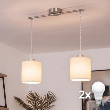 Brilagi - LED полилей на стоманено въже NUBILA 2xE27/60W/230V кремав