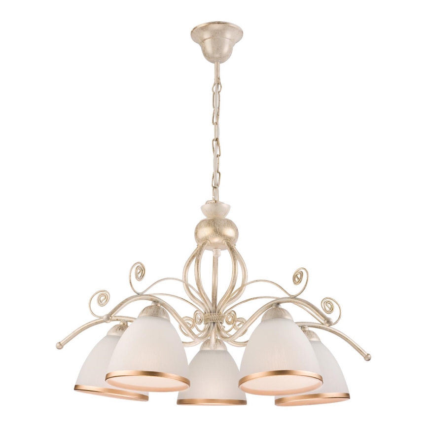 Brilagi - LED полилей на верига ANTICO 5xE27/60W/230V 3000K бяла патина
