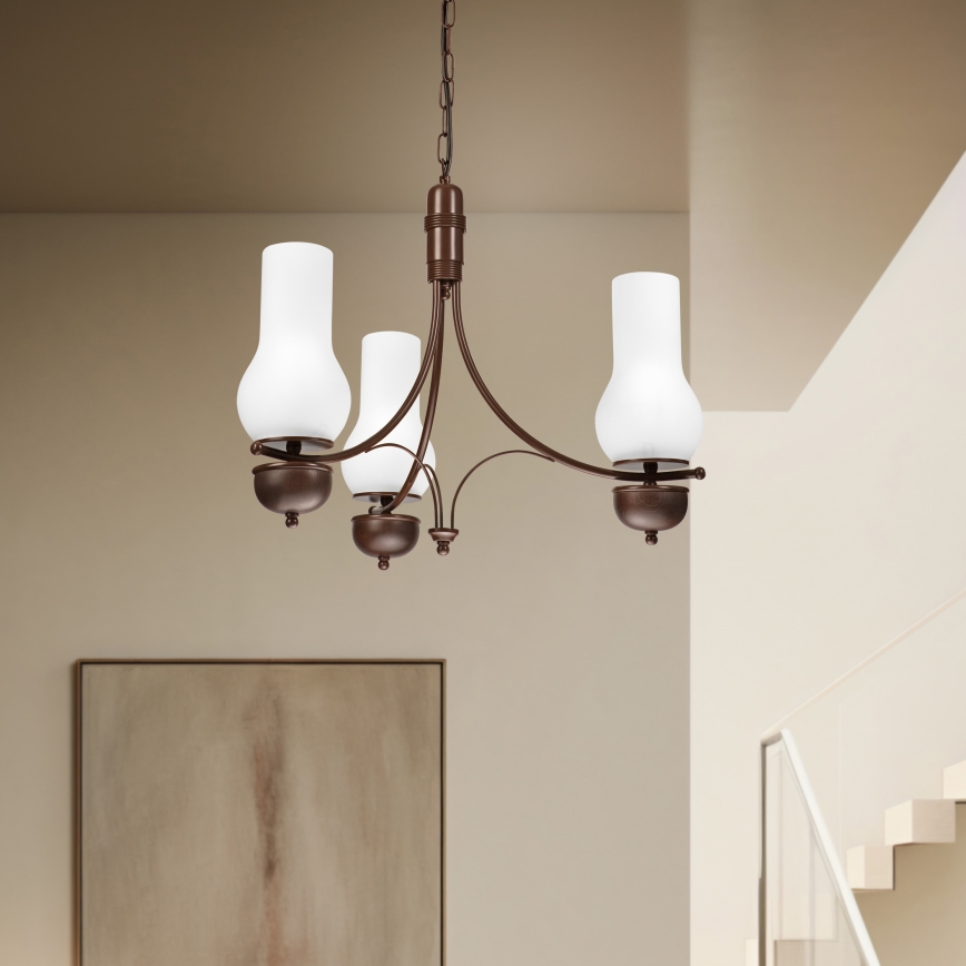 Brilagi - LED полилей на верига COTTAGE 3xE14/40W/230V бук/кафяв/бял