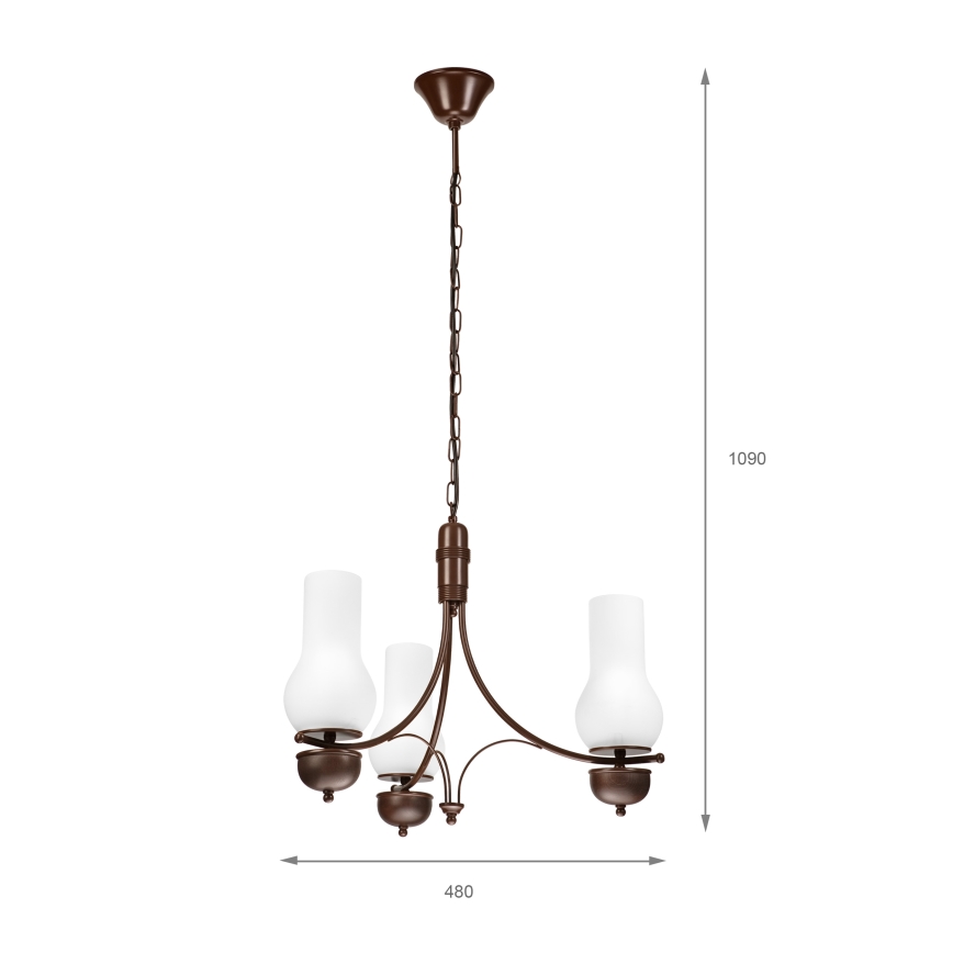 Brilagi - LED полилей на верига COTTAGE 3xE14/40W/230V бук/кафяв/бял