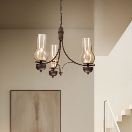 Brilagi - LED полилей на верига COTTAGE 3xE14/40W/230V бук/кафяв/опушено бежово