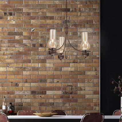 Brilagi - LED полилей на верига COTTAGE 3xE14/40W/230V бук/кафяв/опушено бежово