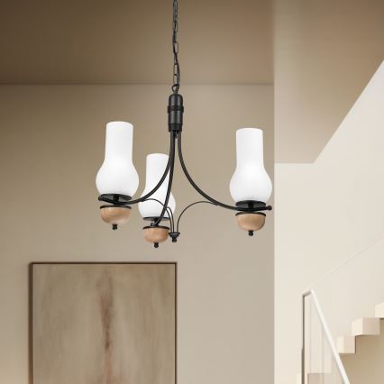 Brilagi - LED полилей на верига COTTAGE 3xE14/40W/230V дъб/черен/бял