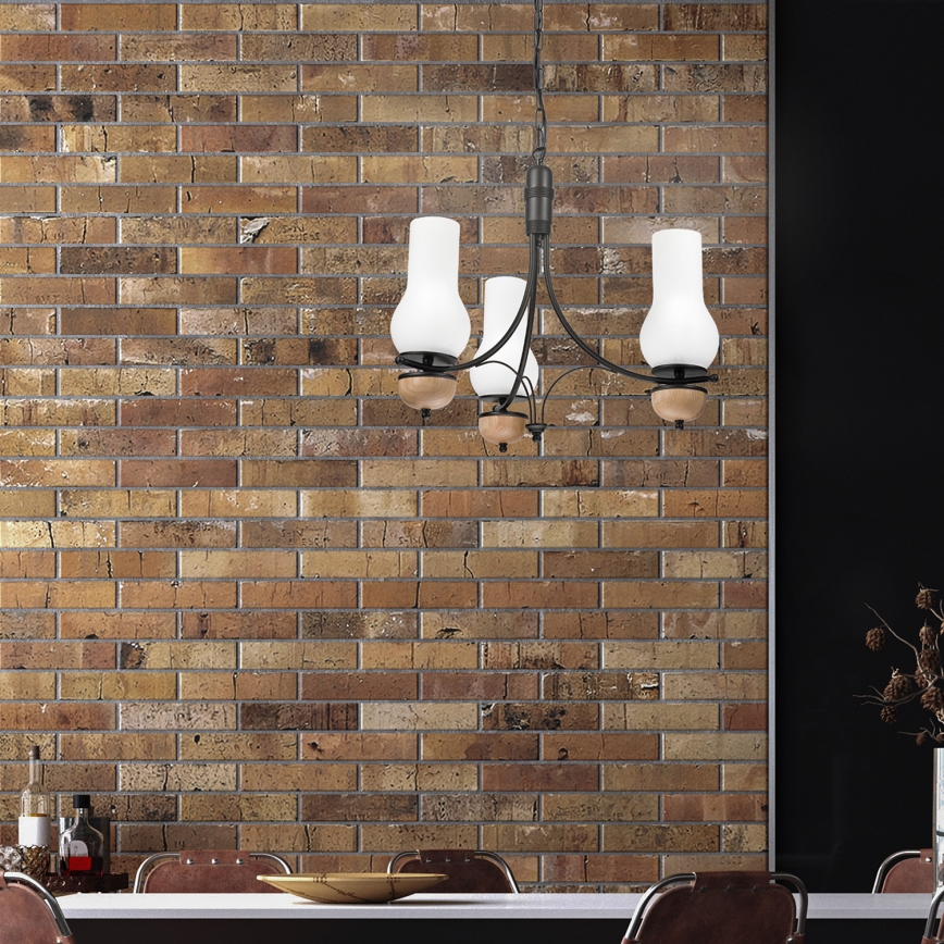 Brilagi - LED полилей на верига COTTAGE 3xE14/40W/230V дъб/черен/бял