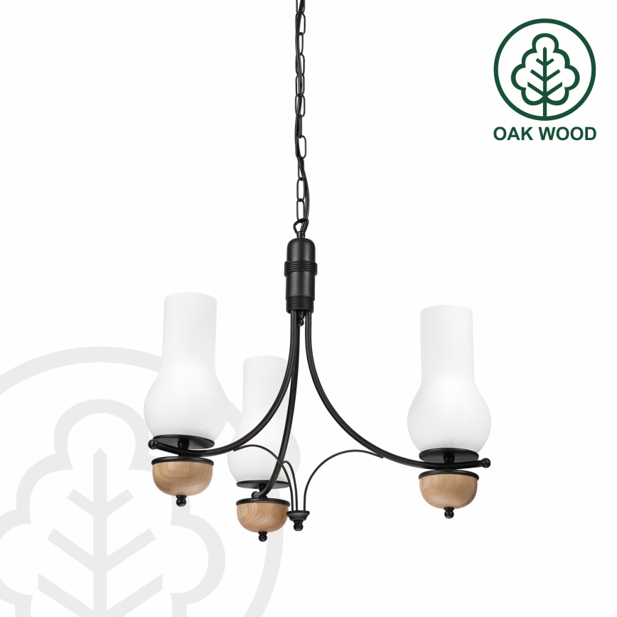 Brilagi - LED полилей на верига COTTAGE 3xE14/40W/230V дъб/черен/бял