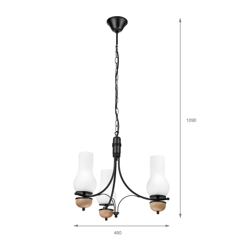 Brilagi - LED полилей на верига COTTAGE 3xE14/40W/230V дъб/черен/бял
