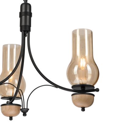 Brilagi - LED полилей на верига COTTAGE 3xE14/40W/230V дъб/черен/димчато бежово