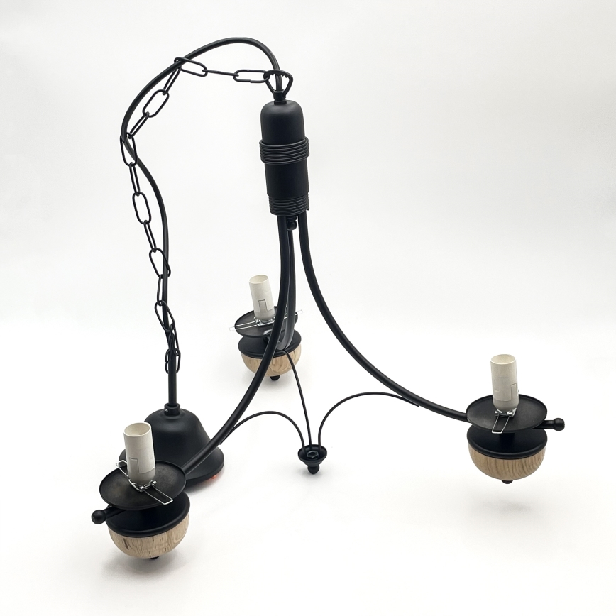 Brilagi - LED полилей на верига COTTAGE 3xE14/40W/230V дъб/черен/димчато бежово