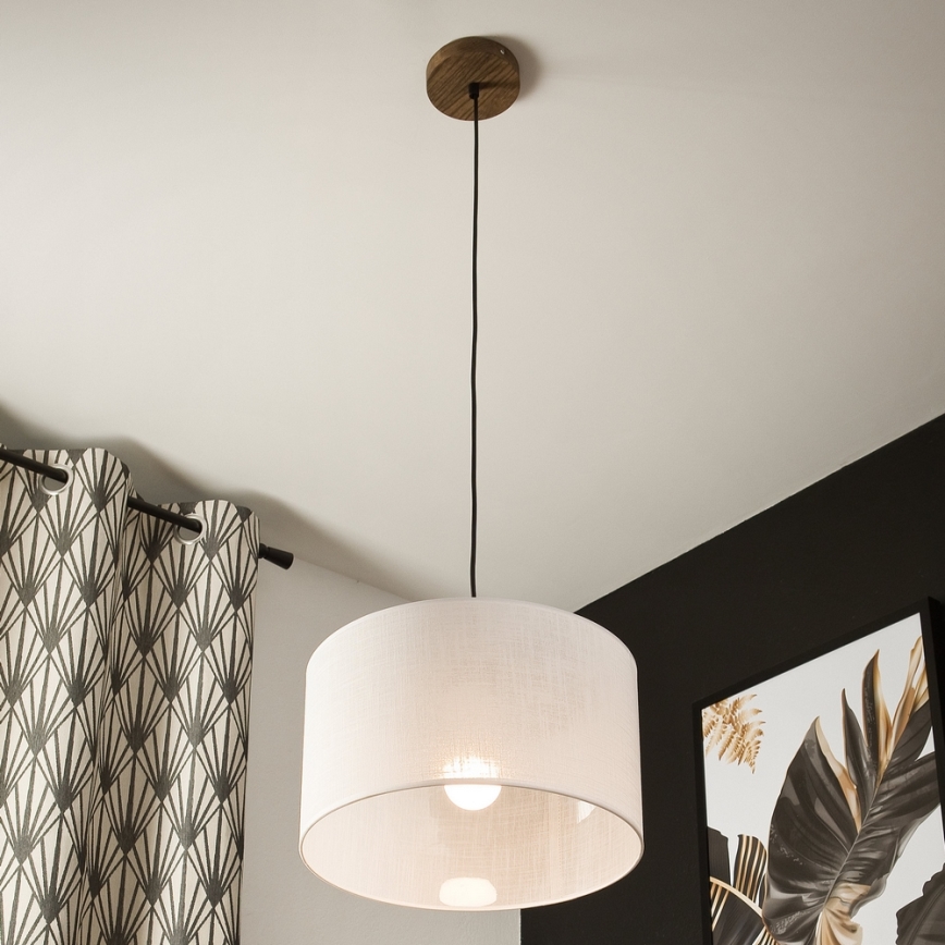 Brilagi - LED Полилей на кабел ANTHONY 1xE27/60W/230V дъб орех/бял