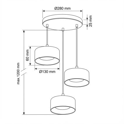 Brilagi - LED Полилей на кабел AURA LUX 3xGX53/30W/230V черен/димчат