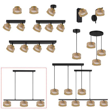 Brilagi - LED Полилей на кабел AURA LUX 3xGX53/30W/230V черен/златист