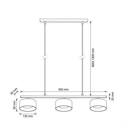 Brilagi - LED Полилей на кабел AURA LUX 3xGX53/30W/230V черен/златист