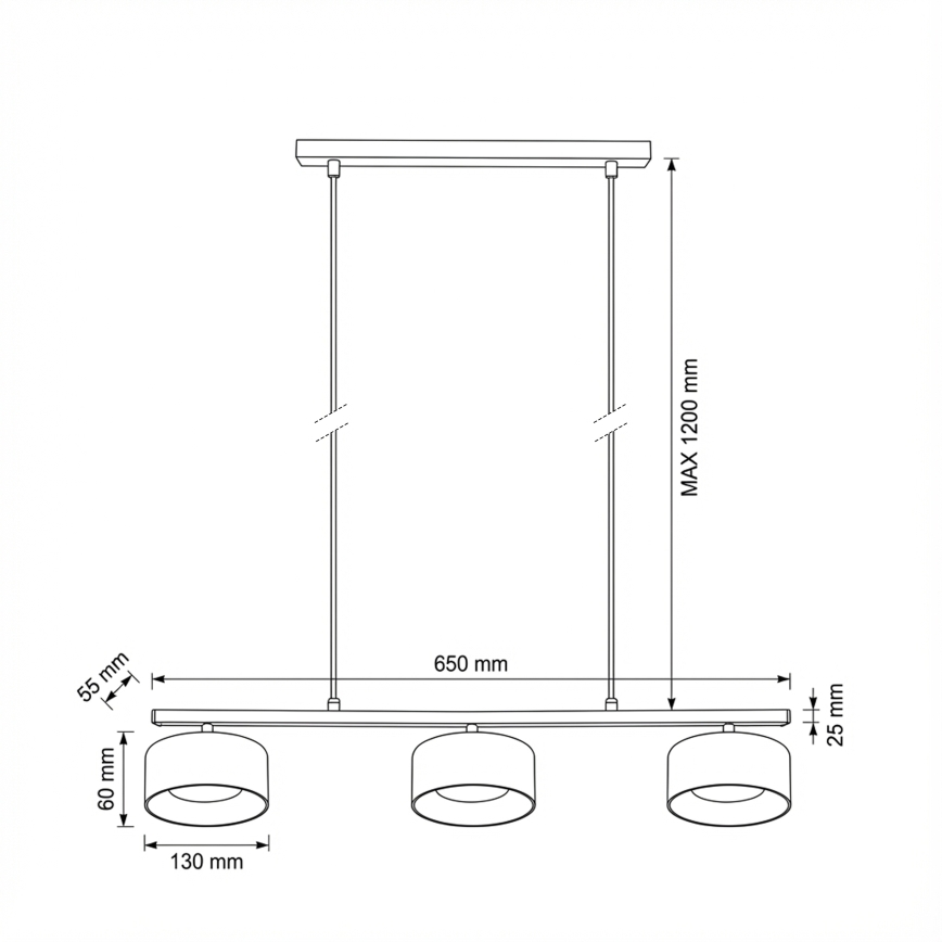 Brilagi - LED Полилей на кабел AURA LUX 3xGX53/30W/230V черен/златист
