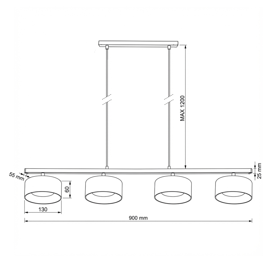 Brilagi - LED Полилей на кабел AURA LUX 4xGX53/30W/230V черен/опушен