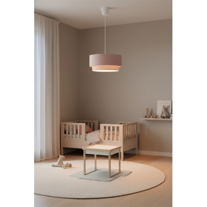 Brilagi - LED полилей на кабел BOHO BOBO 1xE27/60W/230V Ø 40 см розово/кремаво