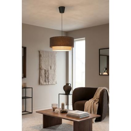 Brilagi - LED полилей на кабел BOHO ECO 1xE27/10W/230V Ø 40 см кафяв/кремав