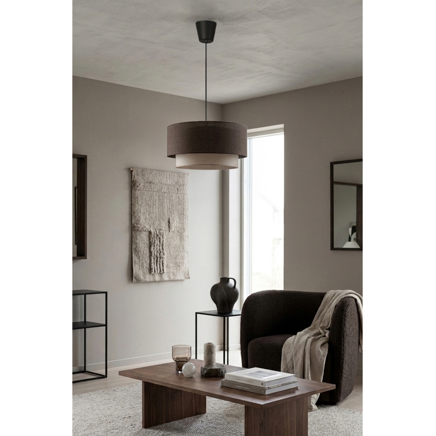 Brilagi - LED полилей на кабел BOHO ECO 1xE27/10W/230V Ø 40 см кафяв/кремав