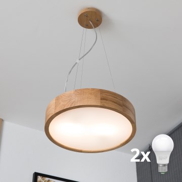 Brilagi - LED полилей на кабел CARVALHO 2xE27/60W/230V дъб пр. 37 см