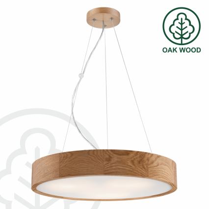 Brilagi - LED полилей на кабел CARVALHO 3xE27/15W/230V дъб, диаметър 47,5 см