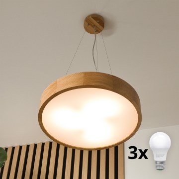 Brilagi - LED полилей на кабел CARVALHO, 3xE27/45W/230V, дъб, диаметър 47,5 см