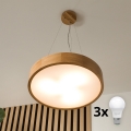 Brilagi - LED полилей на кабел CARVALHO 3xE27/60W/230V дъб диаметър 47,5 см