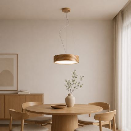 Brilagi - LED полилей на кабел CARVALHO MODERN 2xE27/60W/230V дъб Ø 37,5 см