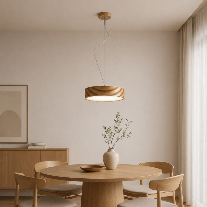 Brilagi - LED полилей на кабел CARVALHO MODERN 2xE27/60W/230V дъб Ø 37,5 см