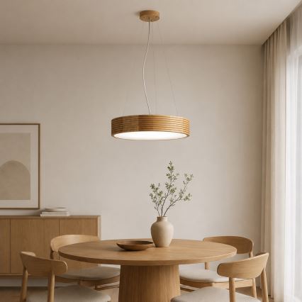 Brilagi - LED полилей на кабел CARVALHO MODERN 3xE27/60W/230V дъб Ø 47,5 см