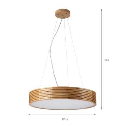 Brilagi - LED полилей на кабел CARVALHO MODERN 3xE27/60W/230V дъб Ø 47,5 см