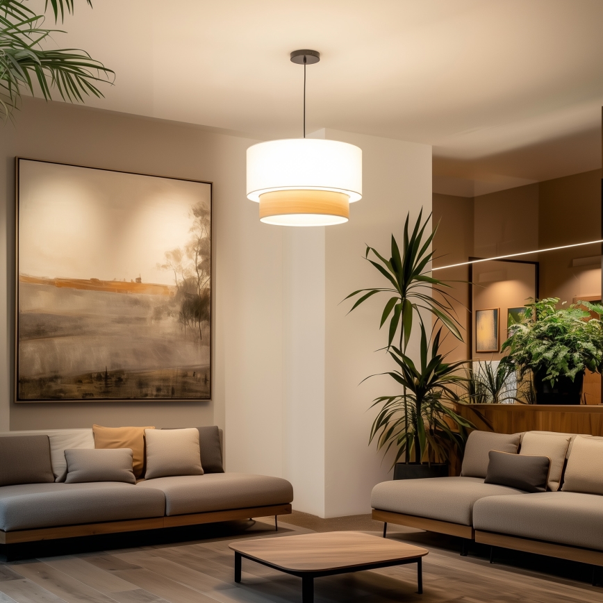 Brilagi - LED полилей на кабел CERIA 1xE27/40W/230V Ø 50 см бял/бежов