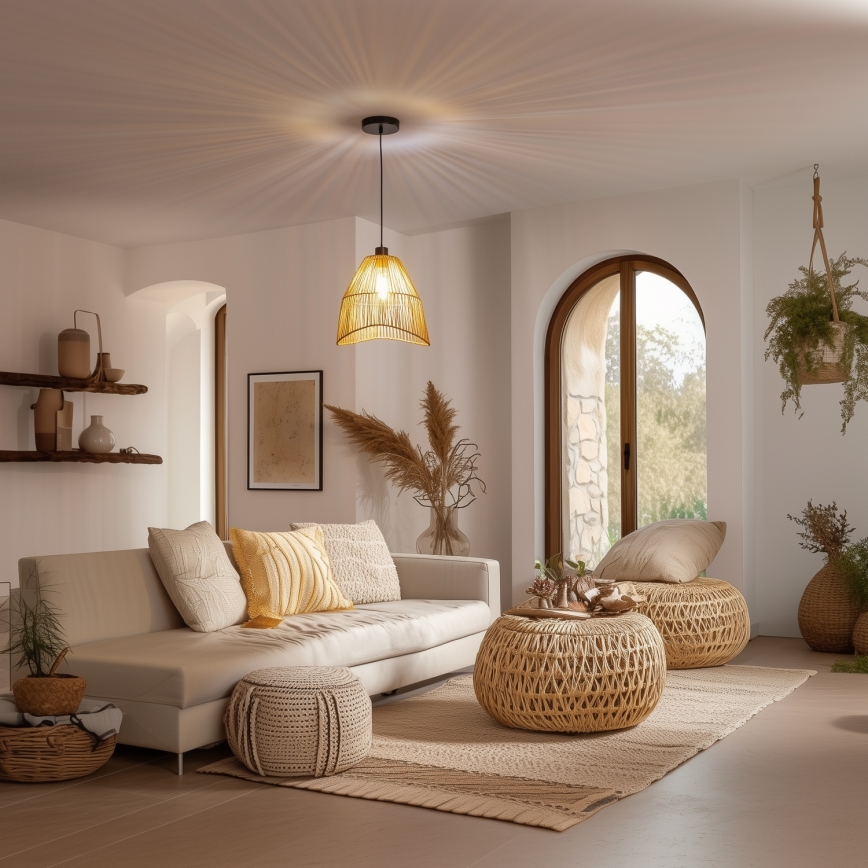 Brilagi - LED полилей на кабел CERIA BOHO 1xE27/40W/230V, диаметър 30 см, кафяв