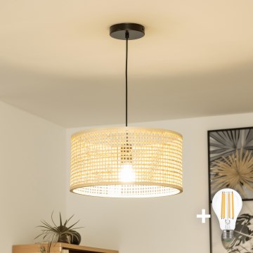Brilagi - LED полилей на кабел CERIA BOHO 1xE27/40W/230V, диаметър 40 см, бамбук