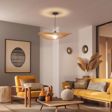 Brilagi - LED полилей на кабел CERIA BOHO 1xE27/40W/230V, диаметър 80 см, рафия