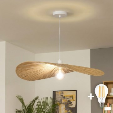 Brilagi - LED полилей на кабел CERIA BOHO 1xE27/40W/230V, диаметър 80 см, рафия
