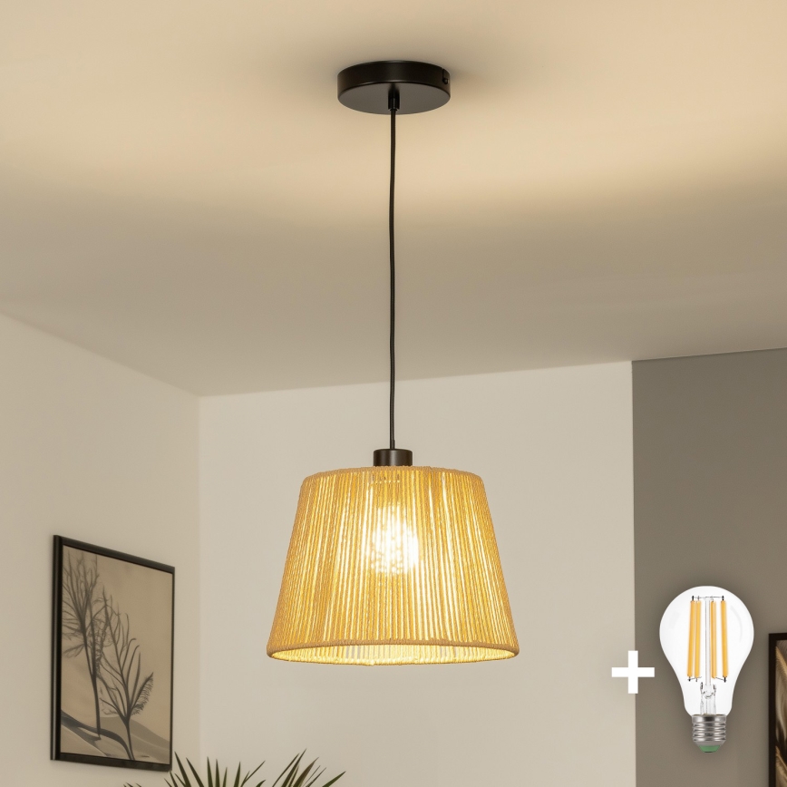 Brilagi - LED полилей на кабел CERIA BOHO 1xE27/40W/230V Ø 28 см кафяв