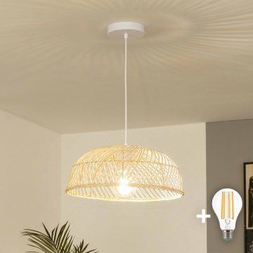 Brilagi - LED полилей на кабел CERIA BOHO 1xE27/40W/230V Ø 40 см, ратан