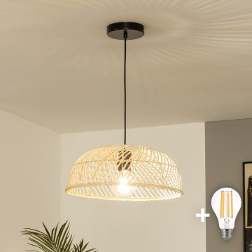 Brilagi - LED полилей на кабел CERIA BOHO 1xE27/40W/230V Ø 60 см ратан
