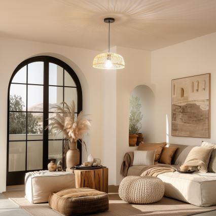 Brilagi - LED полилей на кабел CERIA BOHO 1xE27/40W/230V Ø 60 см ратан