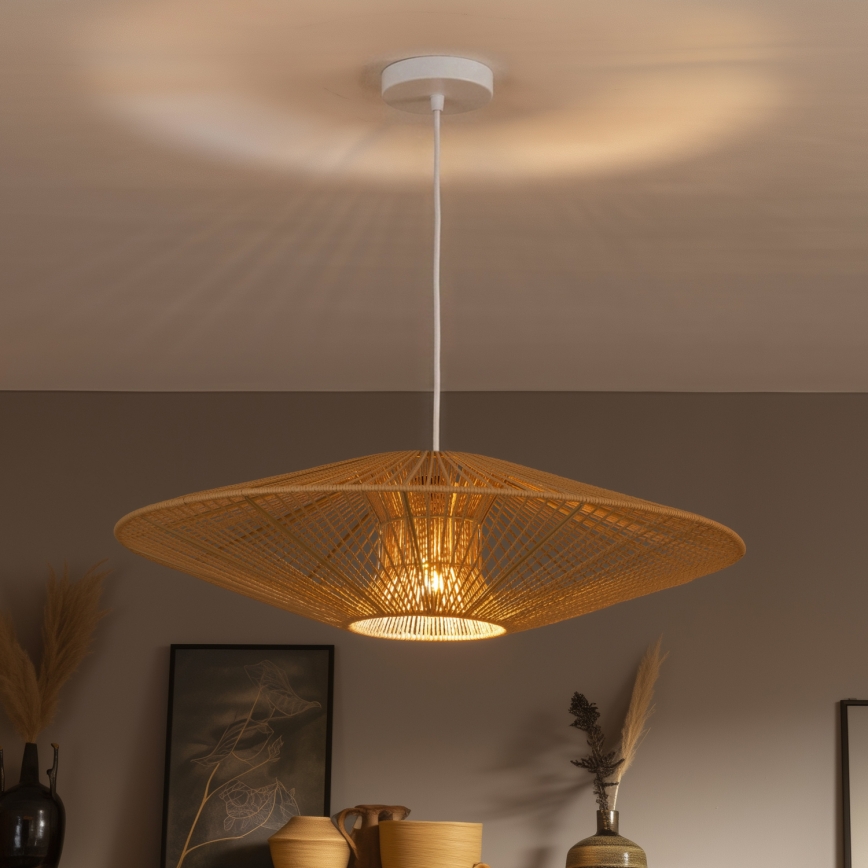 Brilagi - LED полилей на кабел CERIA BOHO 1xE27/40W/230V Ø 70 cm бял/кафяв