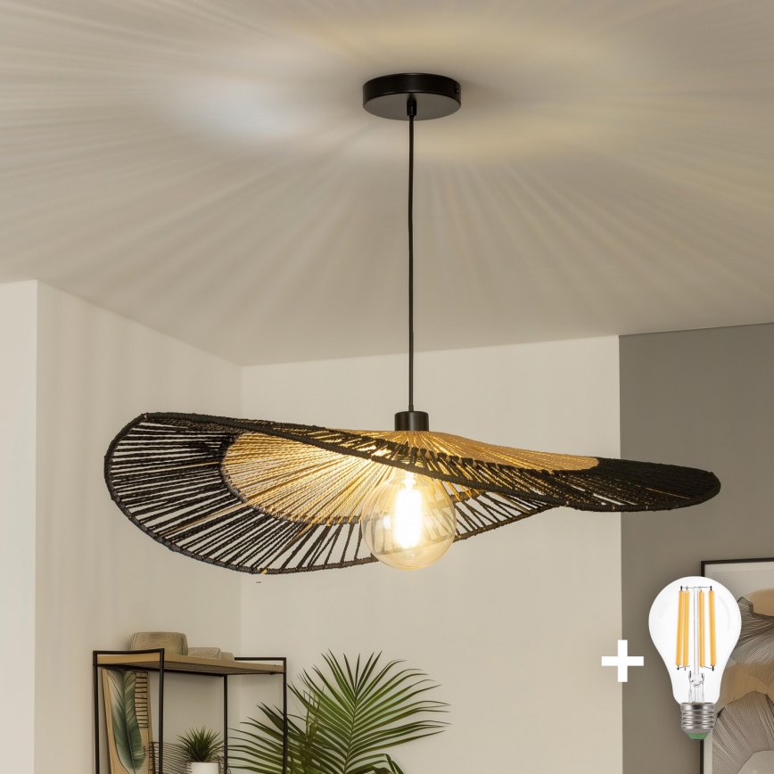 Brilagi - LED полилей на кабел CERIA BOHO 1xE27/40W/230V Ø 80 см черен/кафяв