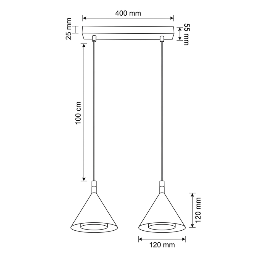 BRILAGI - LED Полилей на кабел CONE DOUBLE 2xGX53/15W/230V златен