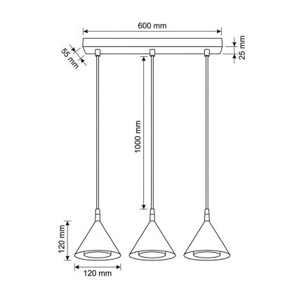 BRILAGI - LED Полилей на кабел CONE TRIPLE 3xGX53/15W/230V бял