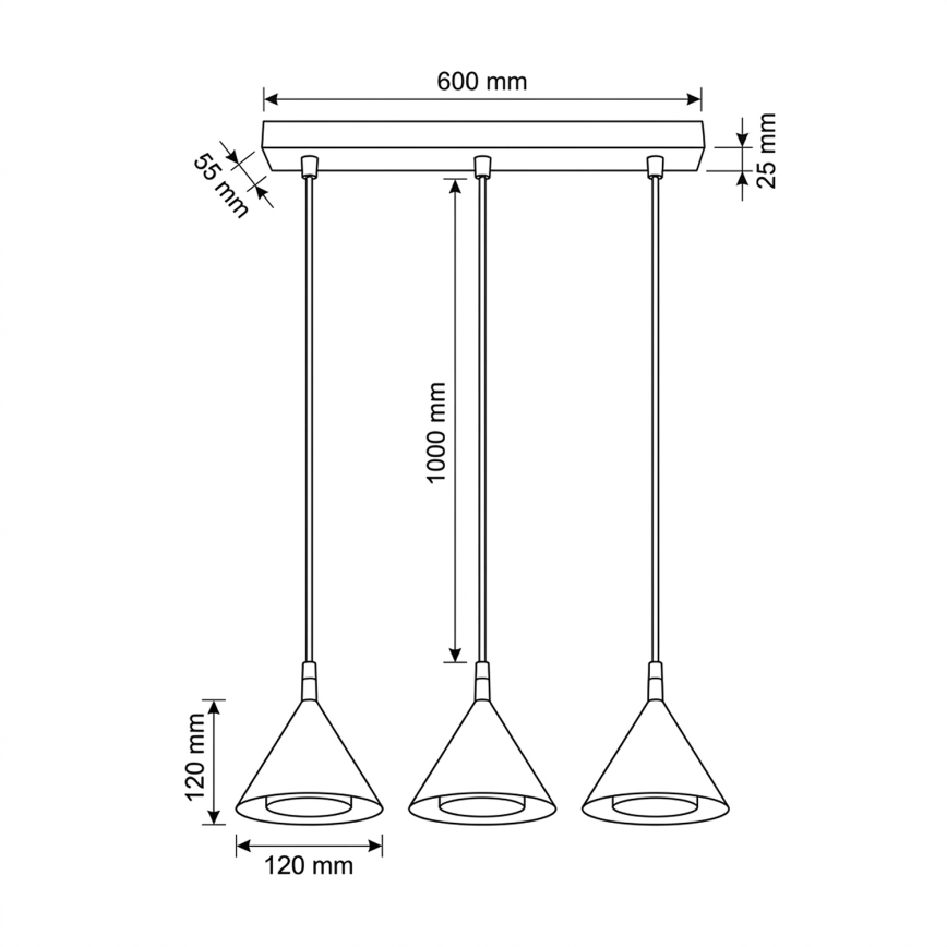 BRILAGI - LED Полилей на кабел CONE TRIPLE 3xGX53/15W/230V бял