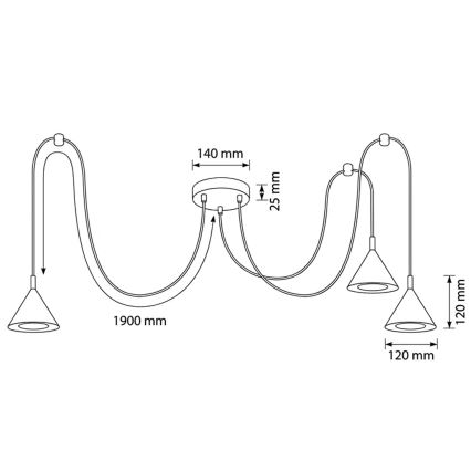 BRILAGI - LED Полилей на кабел CONE TRIPLE SPIDER 3xGX53/15W/230V бежов