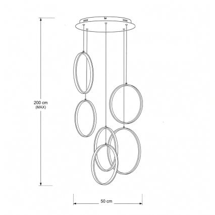 BRILAGI - LED полилей на кабел ECHO LED/80W/230V 4000K Ø 50 см черен