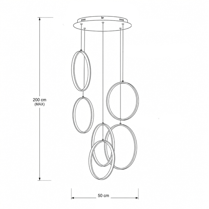 BRILAGI - LED полилей на кабел ECHO LED/80W/230V 4000K Ø 50 см черен