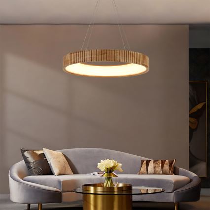 Brilagi - LED полилей на кабел FALCON WOOD MODERN LED/40W/230V 3000/4000/6000K диаметър 60 cm дърво