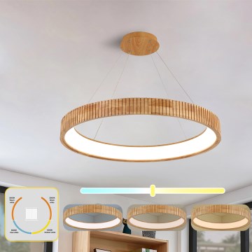 Brilagi - LED полилей на кабел FALCON WOOD MODERN LED/60W/230V 3000/4000/6000K Ø 80 см дърво