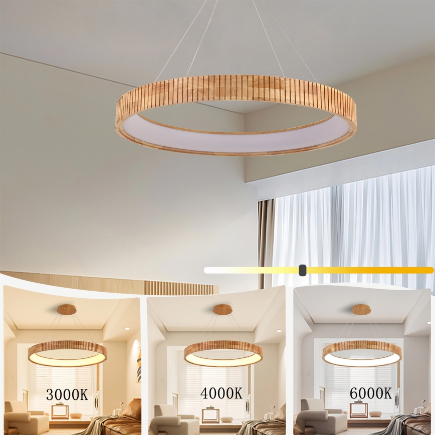 Brilagi - LED полилей на кабел FALCON WOOD MODERN LED/60W/230V 3000/4000/6000K Ø 80 см дърво